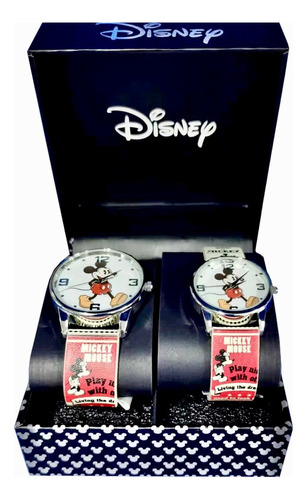 Reloj De Pulsera Disney Mk50014az, Analógico, Fondo Blanco Color Blanco Y Rojo, Bisel Color Plata Y Hebilla Simple