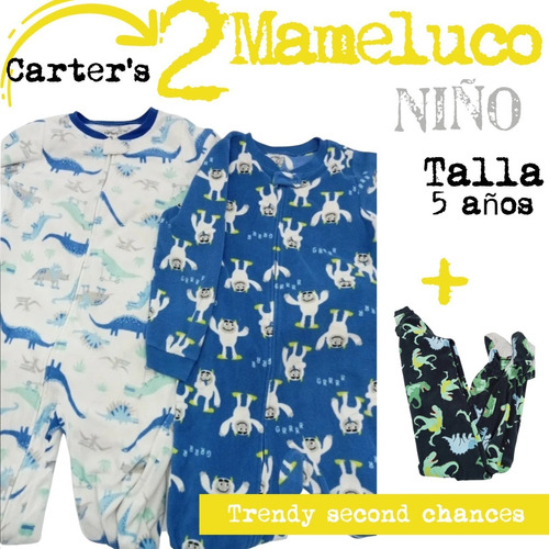 Pijama Mameluco Carter's Dino + Monster La Segunda Bazar