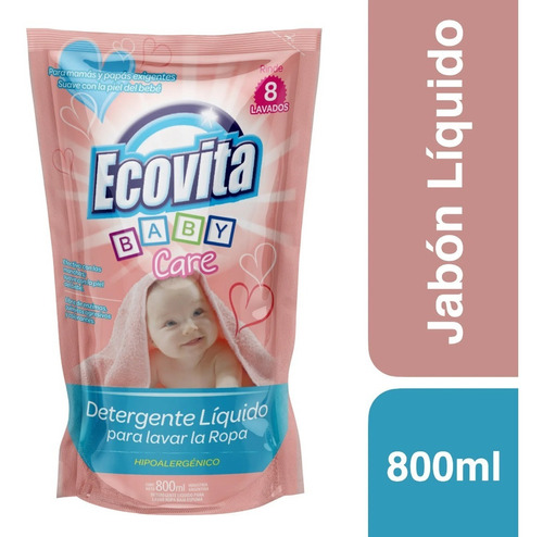 Jabon Liquido Ecovita Baja Espuma Baby Care Doypack X 800 Ml