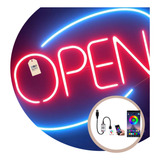 Cartel Neon Led Lampara Luz Open Abierto Local App Bluetooth