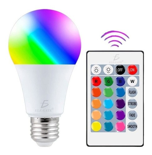 Lampara Bulbo Led Rgb Colorful 5w Con Control Remoto Inc Bco