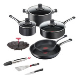 Kit Batería Cocina Tfal G2699082 Hard Titanium Pro 12 Piezas Aluminio Color Negro