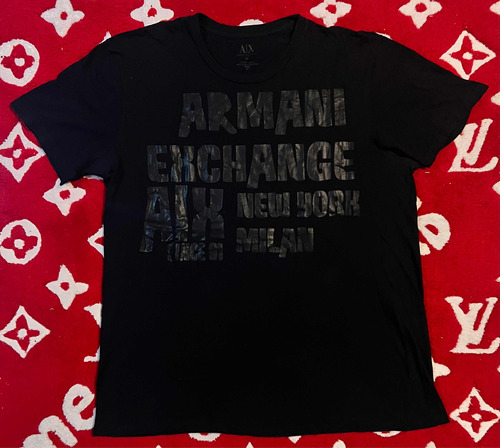 Remera Armani Exchange Negra Con Escritos