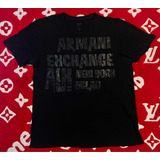 Remera Armani Exchange Negra Con Escritos