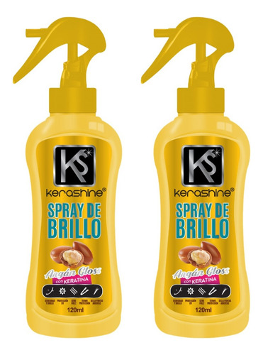 Kerashine Sílica Spray Argán+keratina Gloss 120 Ml - 2 Pz