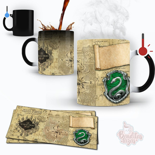 Taza Magica Mapa Del Merodeador Con Tu Nombre Slytherin