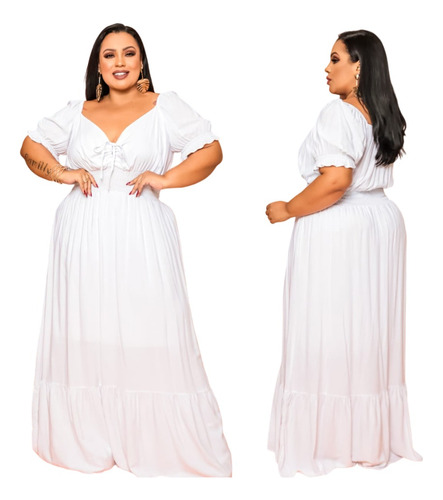 Vestido Longo Plus Size Feminino Moda Verão 2022 Colorido