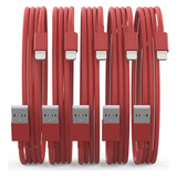 Paquete 5 6 Pies Original Mfi Cargador iPhone Cable Lightnin