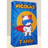 Bolsita Golosinera Personalizada Gato Superheroe Grande X10