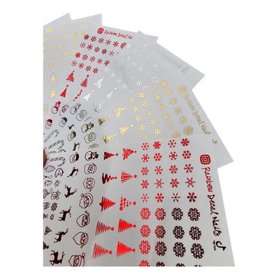 Stickers Nails Tatuajes De Uñas Navidad 6 Planillas Metalica