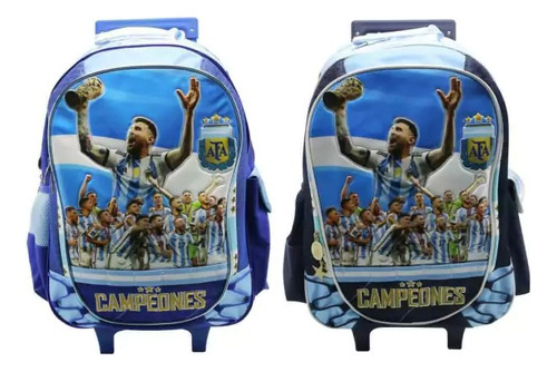 Mochila 18p Carrito Afa Selección Argentina Messi Copa Color Azul Diseño De La Tela Estampado