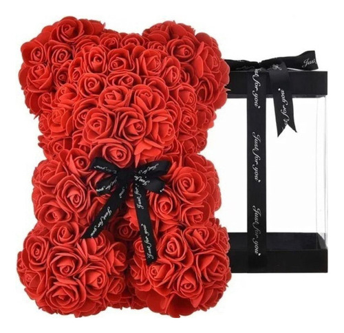 Flor Rosa Oso Eterna Boda San Valentín Ideal Para Regalo Xv