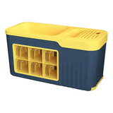 Caja De Almacenamiento Para Cocina, Azul Amarillo 6 Rejillas