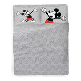 Sábanas Disney 2 Plazas Mickey Classic Grey Cama Doble