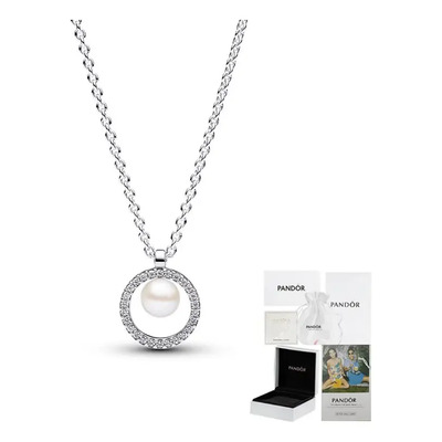 Cadena Pandora De Perla Para Clavícula Plata + Estuche