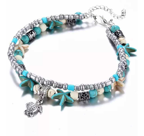 Pulsera Mujer Brazalete Femenino Conchitas Y Tortuga Moda