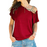 Blusa De Moda Casual Camiseta De Manga Para Mujer Corta