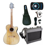 Guitarra Electroacustica Amplificador Afinador Accesorios Cu