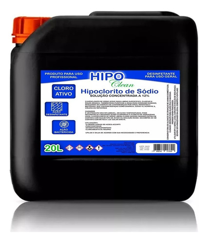 20l De Hipoclorito Puro Para Fazer Cloro Ou Água Sanitaria