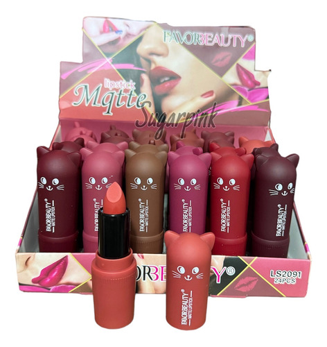 Labial Mate Kawai Gatito Mayoreo 24 Pz