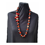 Clr0340 Collar Largo Piedra Aventurina, Coral