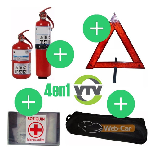 Kit Seguridad 4 En 1 Homologado P/ Auto - Necesario Para Vtv