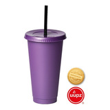 40 Vasos Reusables Venti Tipo Star Para Bebida Fria 24 Oz Color Morado Metálico