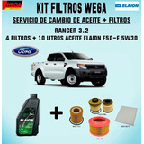 Kit De 4 Filtros Ford Ranger 3.2 Y Elaion F50e 5w30 X10 Lts