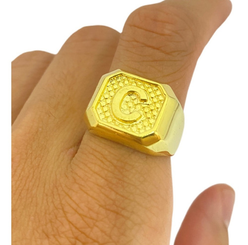 Anel De Letra C Ouro 18k Masculino Banhado Dedeira Exclusivo