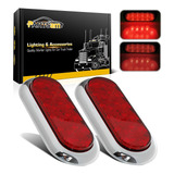 2 Unids 6  Oval Chrome Trailer Truck Red 10 Led Montaje En S