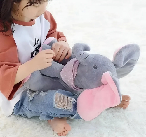 Elefante Musical Peek A Boo Mexe A Orelha Canta Diversão | Frete grátis