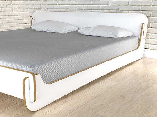 Cama King Minimalista 200x200 Diseño Blanca Desarmable