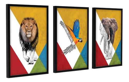 Quadros Decoração Parede Sala Quarto Varanda Animais Kit Zoo