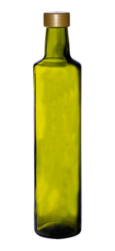 Botella Vidrio Aceite 500 Cc Redonda Verde Tapa Inserto X 36