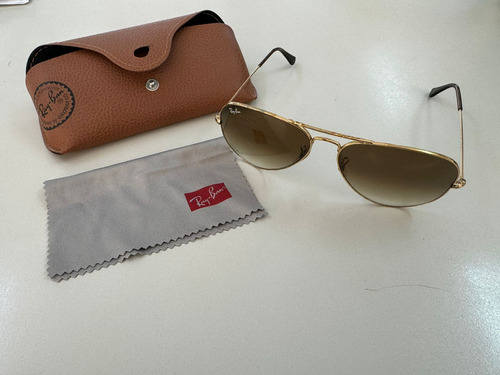 Óculos De Sol Ray-ban Aviator Rb3025 Gold Metal - Original