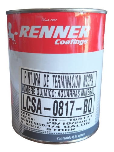 Esmalte Triple Accion Renner Negro 1/4 Gl | Pinturas