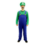 Disfraz De Luigi De Mario Bros Con Bigote Adulto