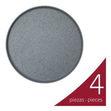 Juego 4 Platos Barcelona 27cm Melamina Gray Granite Tavola