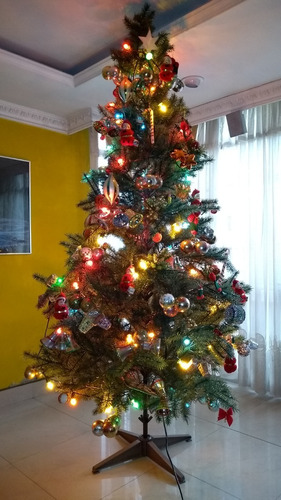 Arbol De Navidad  2.20 Mts Frondoso + Adornos + Luces + Deco