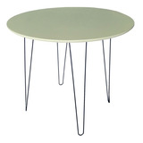 Mesa Jantar Tampo Mdf 80cm Redonda 4 Pé Hairpin Duplo 10mm