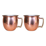 Kit 2 Mini Canecas Moscow Mule 60ml Shot Cobre Martelada Bar