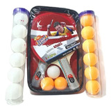 Set 2 Paletas Ping Pong/tenis De Mesa  Estuche + 15 Pelotas