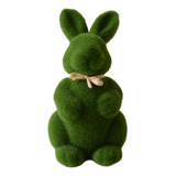 Conejo De Musgo Artificial Verde Para Decoración De Pascua,