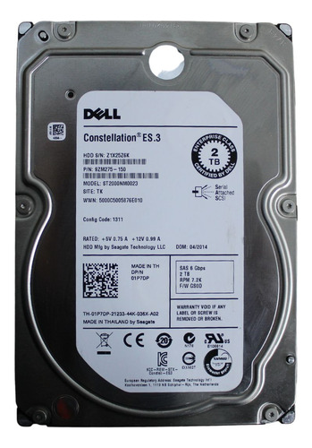 Hd Dell Sas 3,5  2tb 7.2k 6gbs 9zst2000nm0023 9zm275-150