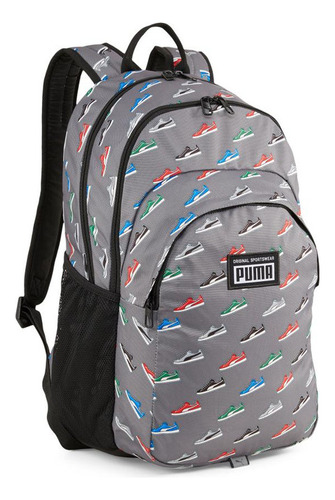 Mochila Puma Academy Backpack Gris Diseño De La Tela Rayado