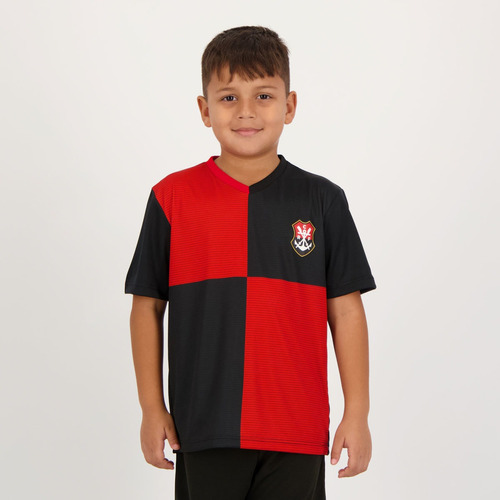 Camisa Flamengo Chess Preta E Vermelha Infantil