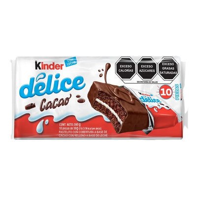 Ferrero Kinder Delice Pastelito con Cobertura de Chocolate y Relleno 10pz 390g | MercadoLibre