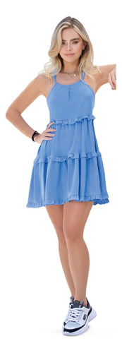 Vestido Largo Juvenil Femenino Mora Azul Atypical