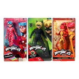 Miraculous Lady Bug Paquete De 3 Figuras Cat+cosmobug+shanga