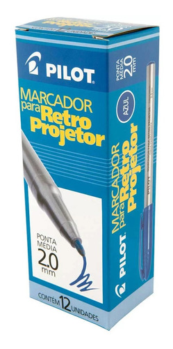 Caneta Retroprojetor Marcador 2.0 Azul Cx C/12 Pilot